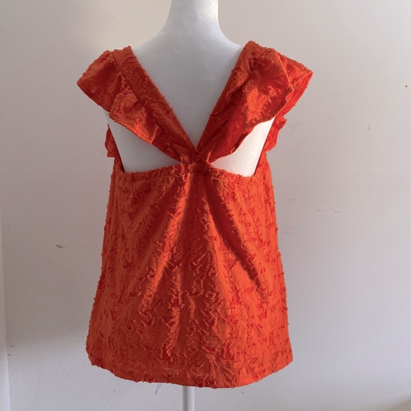 LC Lauren Conrad | Square Neck, Ruffle Sleeve,Cross Back top - Picture 3 of 15